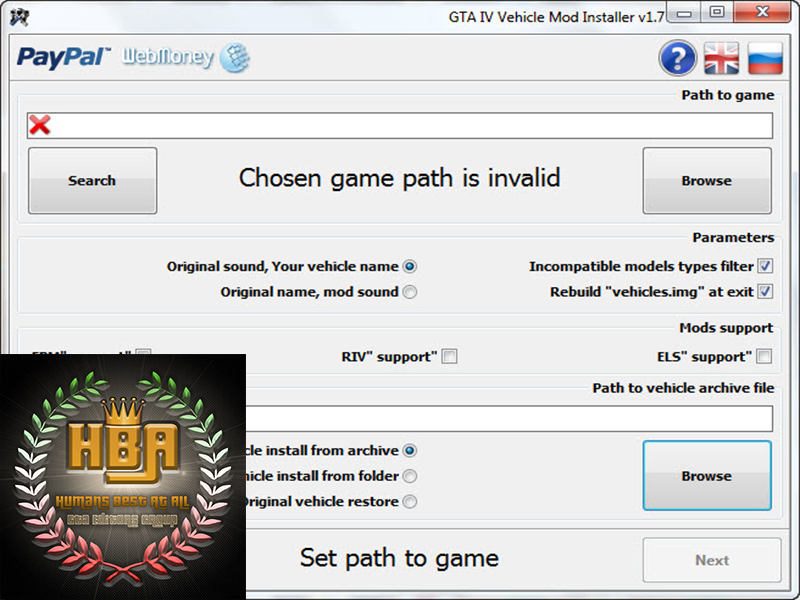 دانلود نرم افزار GTA IV Vehicle Mod Installer 1.7 نصب ماشین برای بازی جی تی ای ای ویIV